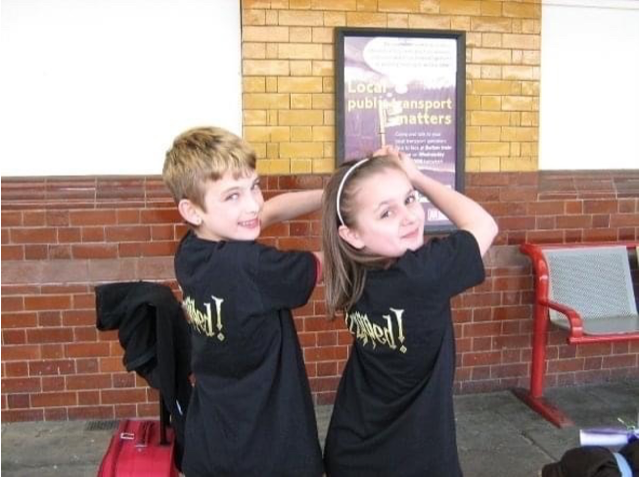 Nathan (left) on the set of 'Trapped!', a CBBC series in which contestants must escape from a gothic tower. Photo courtesy Nathan