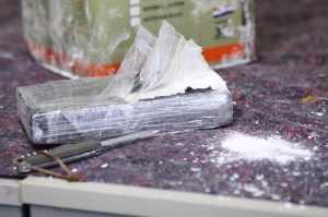 Cocaine lies on a table in the Hamburg customs investigation office.