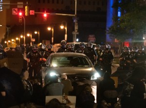 Car approaching BLM protesters