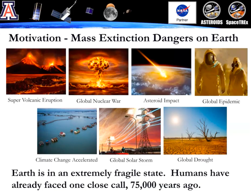 Screenshot from the presentation showing various catastrophes.