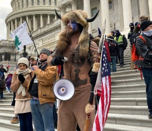 Jake Angeli (QAnon Shaman) apologizes for role in Capitol Riot, says Trump is 'Not Honorable'. zz/STRF/STAR MAX/IPx File Photo 1/6/21