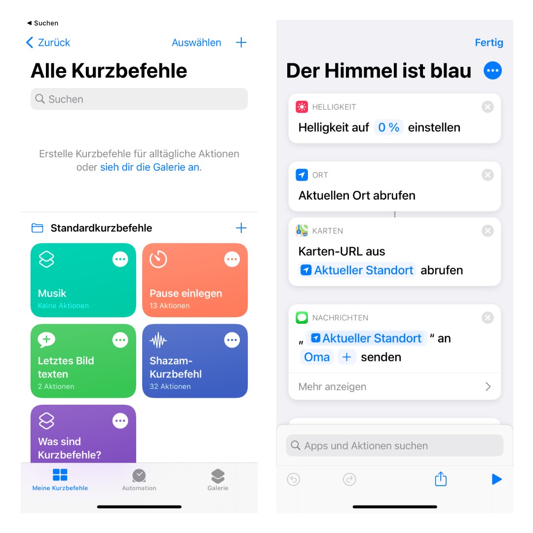 Zwei Smartphonebildschirme zeigen, wie man die App konfiguriert