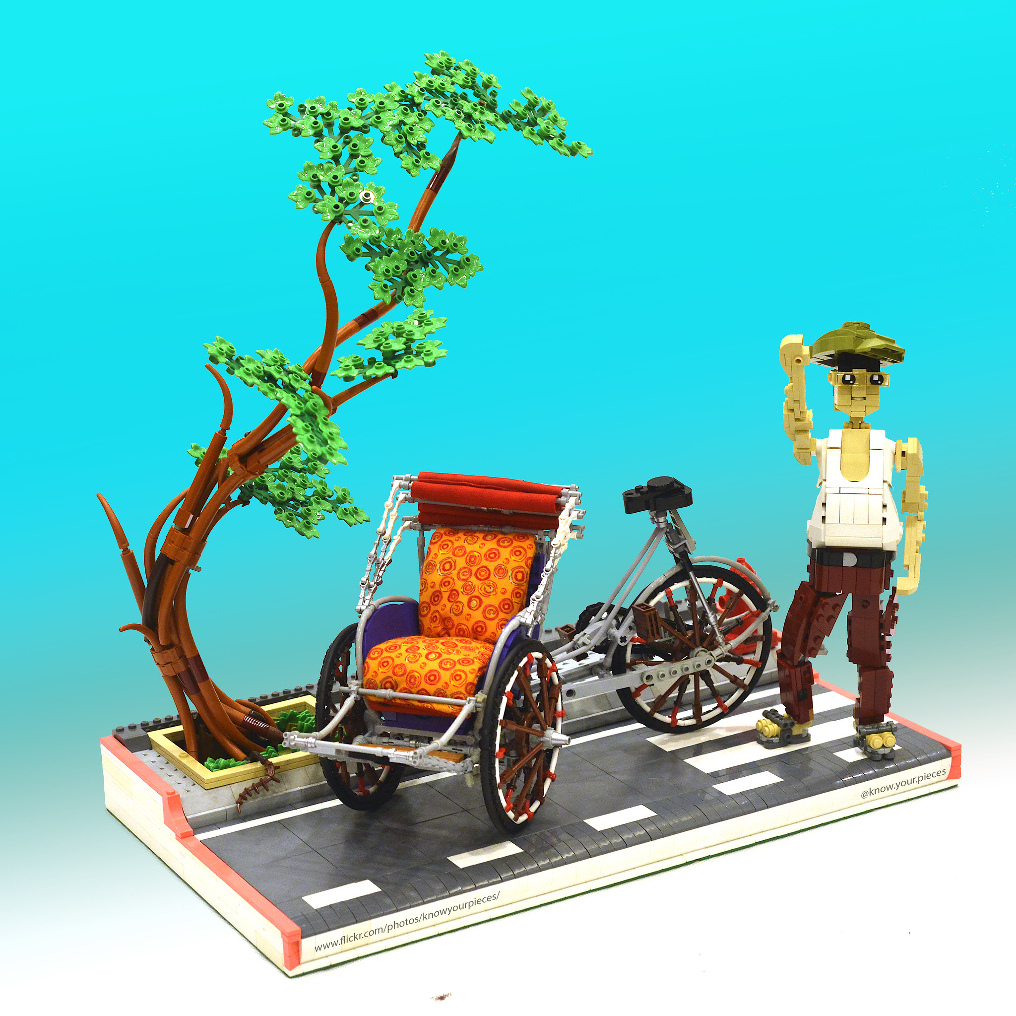 trishaw rider in vietnam built using lego