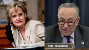 On the left, ​Sen. Cindy Hyde-Smith. On the right, Sen. Chuck Schumer.