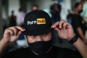 Someone wearing a Pornhub baseball cap. Getty Images