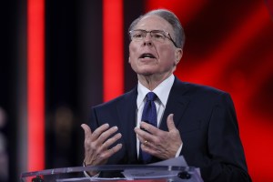 Wayne LaPierre, National Rifle Association, addresses the Conservative Political Action Conference held in the Hyatt Regency on February 28, 2021 in Orlando, Florida.