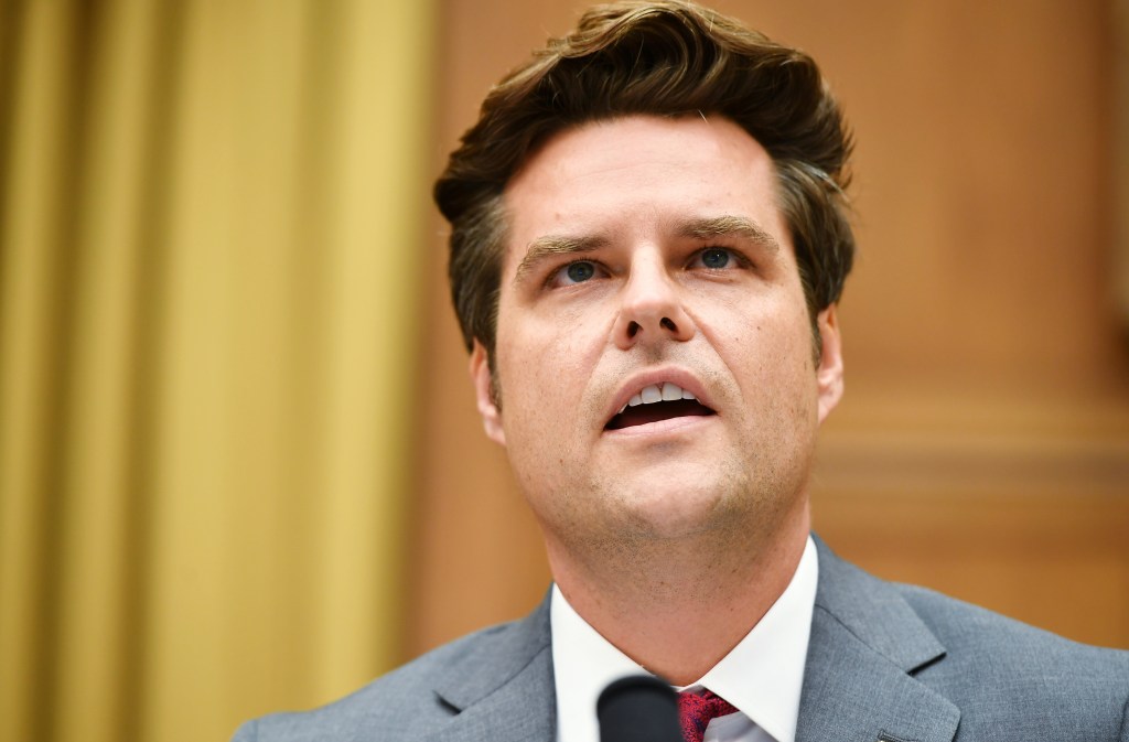 In this July 29, 2020 file photo Rep. Matt Gaetz, R-Fla., speaks during a House Judiciary subcommittee hearing on antitrust on Capitol Hill in Washington. (Mandel Ngan/Pool via AP, File)​