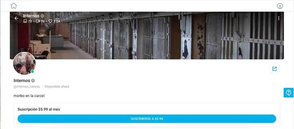 ​A screen grab of the OnlyFans channel allegedly run by prison inmates in Mexico. The account is now inactive.