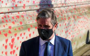 Labour leader Keir Starmer visits the coronavirus memorial wall in London