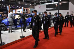 Tesla Shanghai Auto Show protester