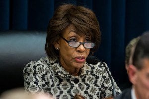 Chairwoman Maxine Waters, of Calif., speaks as Federal Reserve Chairman Jerome Powell testifies before the House Committee on Financial Services, on Capitol Hill, Tuesday, Feb.11, 2020 in Washington. (AP Photo/Alex Brandon)