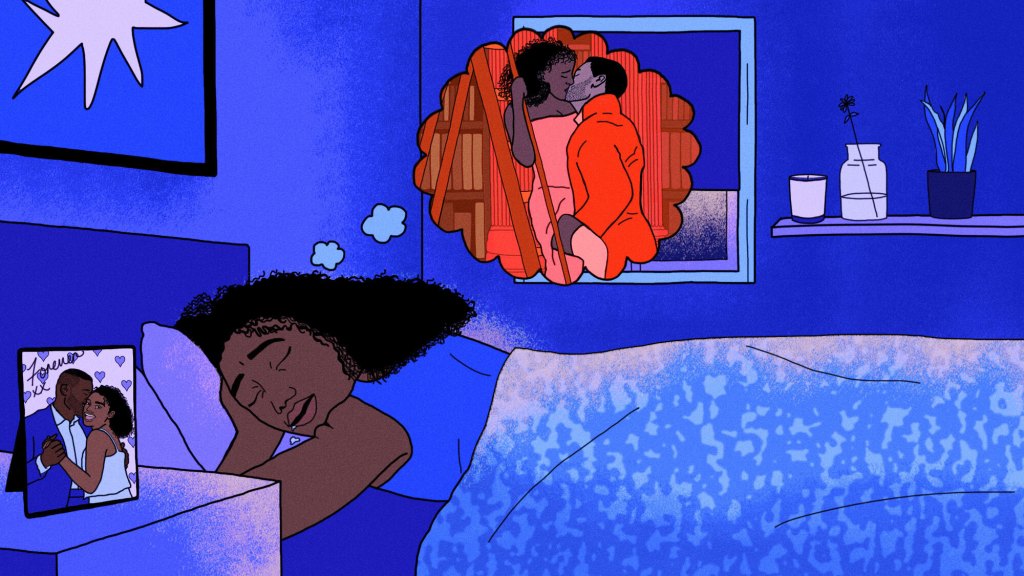 A woman dreaming about cheating on her boyfriend