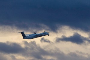 A Porter Airlines plane takes off from Toronto's island airport on Friday, November 13, 2015.