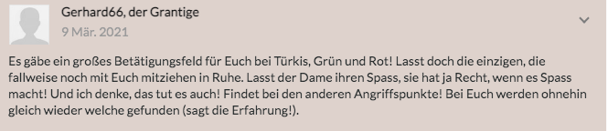 Eine Nachricht eines Users namens