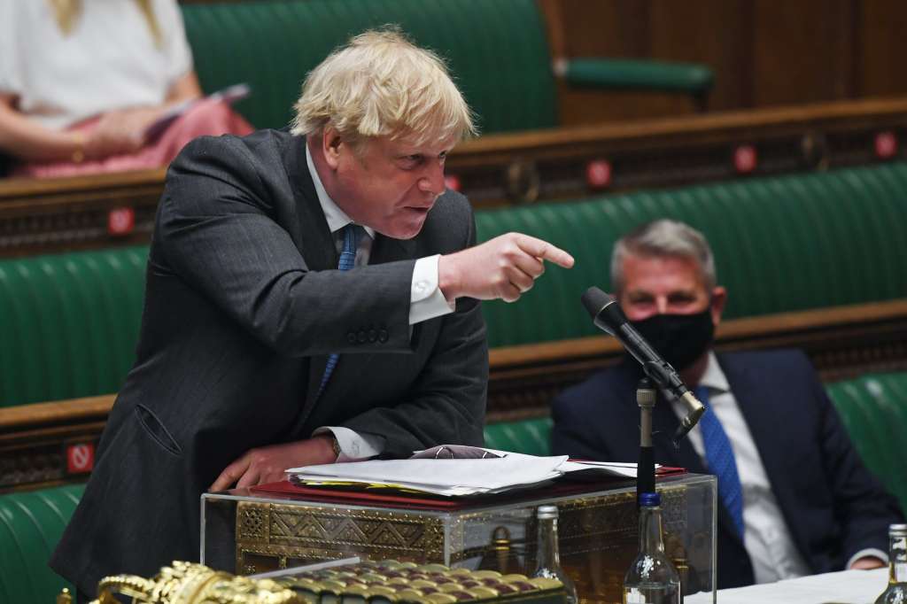 Boris Johnson speaking at Prime Minister's Questions on Wednesday. Photo: UK Parliament/Jessica Taylor