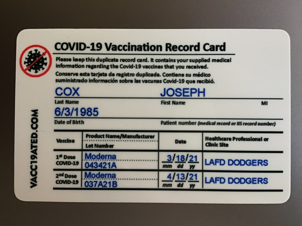 Fake vaccination card