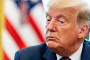 President Donald Trump appears in the Oval Office of the White House, Friday, Sept. 11, 2020, in Washington. (AP Photo/Andrew Harnik)