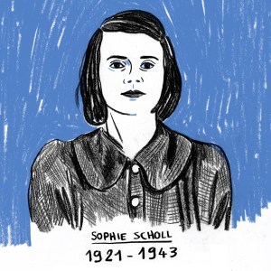 Sophie Scholl, illustriert nach einem Originalfoto. Im Interview erklärt die Historikerin Maren Gottschalk, dass Sophie Scholl nicht feministisch genannt werden sollte.