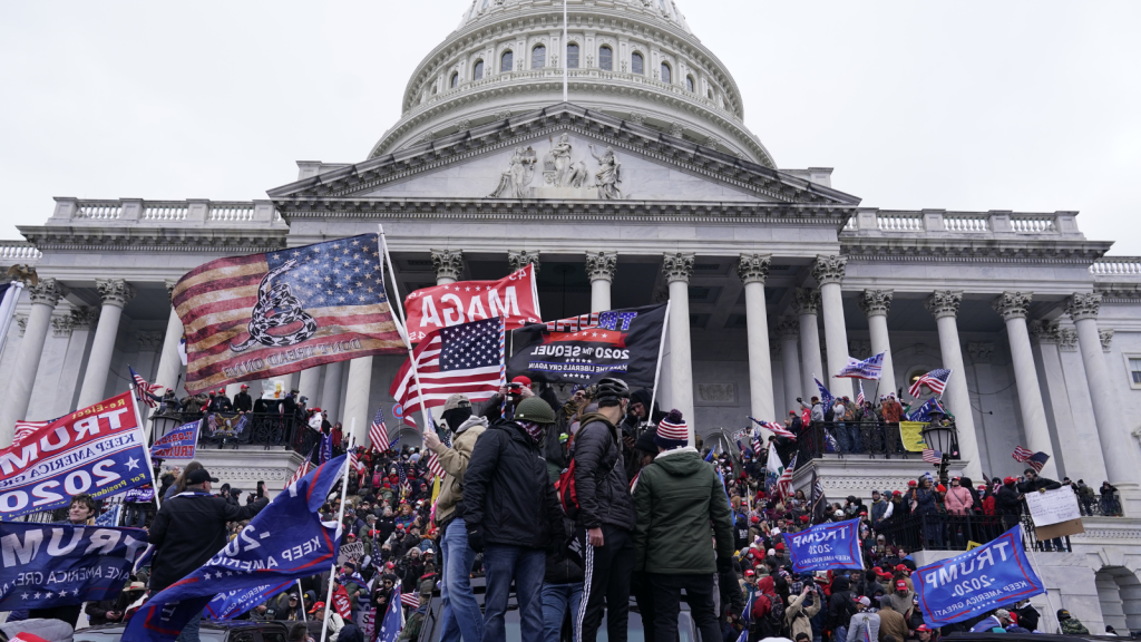 Protesters gather on the second day of pro-Trump events fueled by President Donald Trump's continued claims of election fraud in an to overturn the results before Congress finalizes them in a joint session of the 117th Congress on Wednesday, Jan. 6, 2021