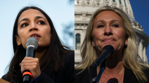 Left: Alexandria Ocasio-Crotez (Drew Angerer/Getty Images) Right: Marjorie Taylor Greene (Brittany Greeson/Getty Images)