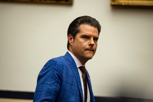 Rep. Matt Gaetz arrives for a House Armed Services Subcommittee hearing with members of the Fort Hood Independent Review Committee on Capitol Hill on December 9, 2020 in Washington, DC.