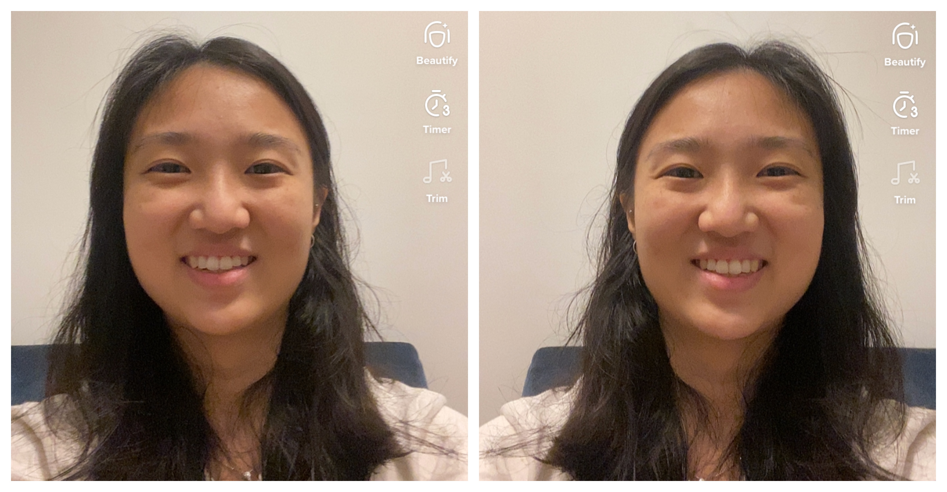 TikTok's inverted filter looks weird when taking a selfie.