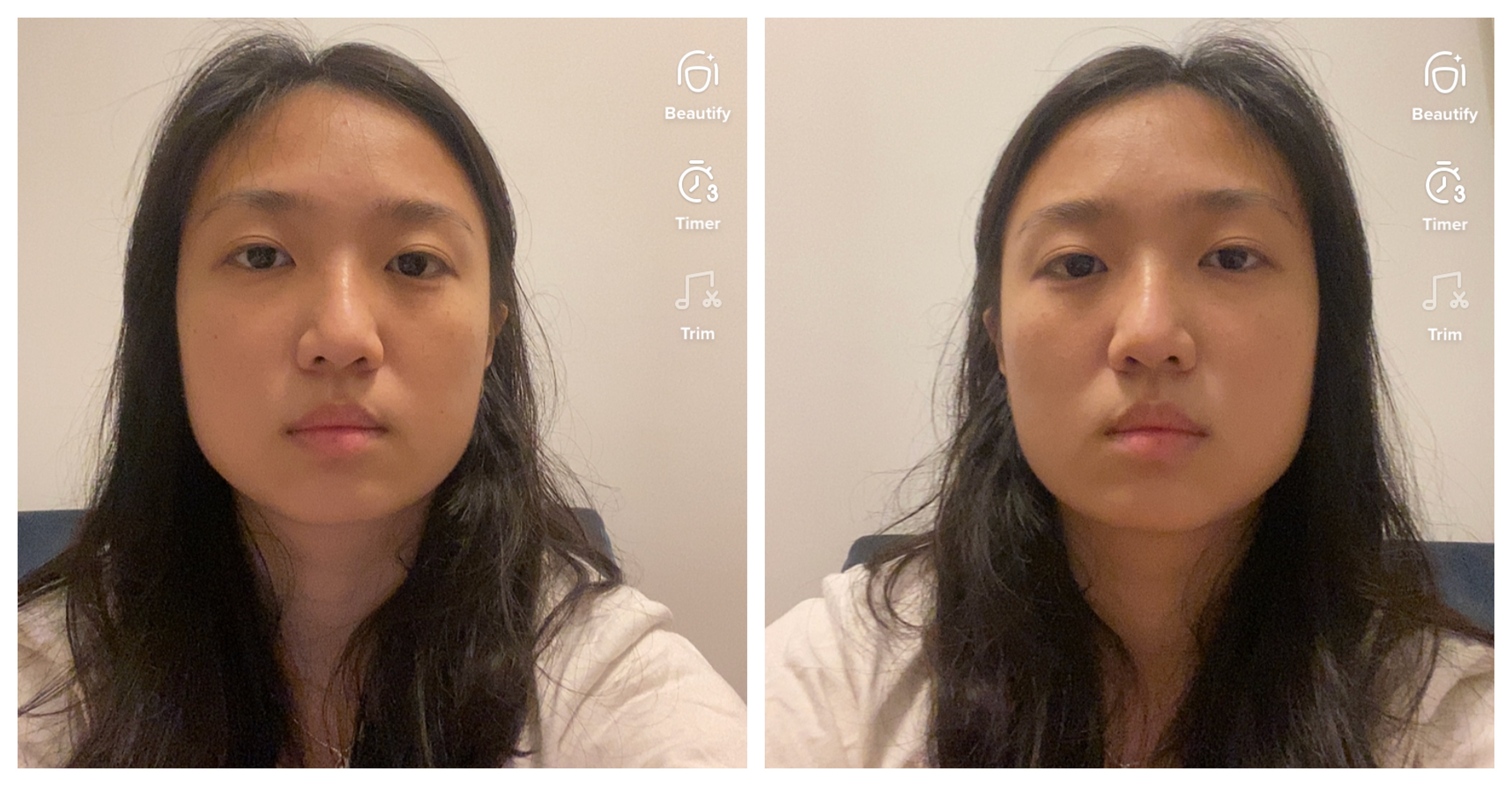 TikTok's inverted filter looks weird when taking a selfie.