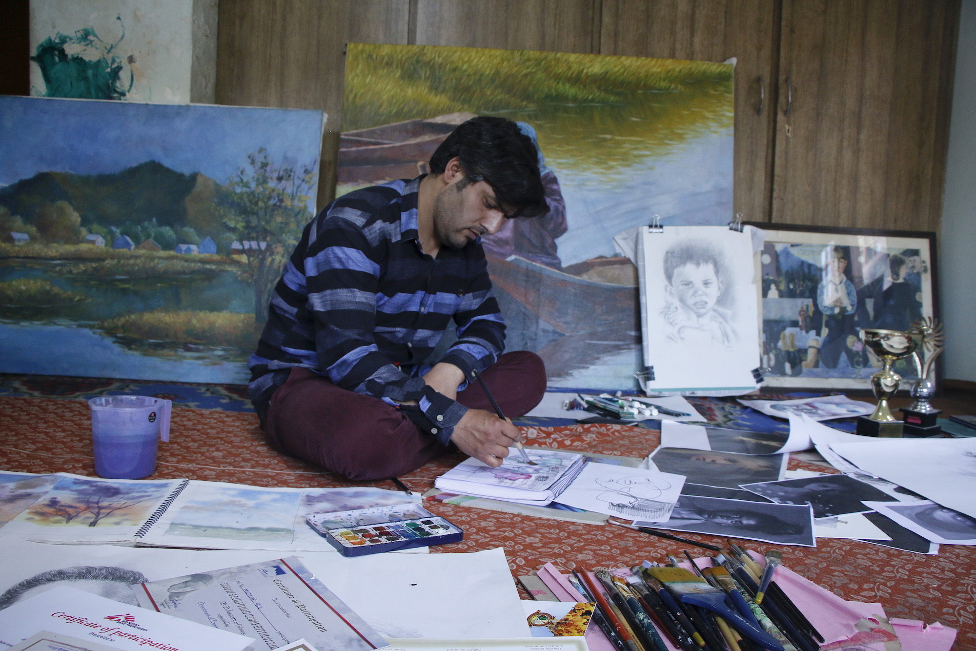 Kashmiri artist Gul painting