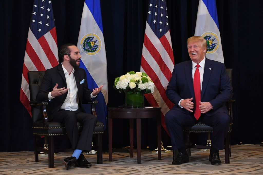 U.S. President Donald Trump and President Nayib Bukele of El Salvador hold a meeting in New York, on September 25, 2019, on the sidelines of the United Nations General Assembly.