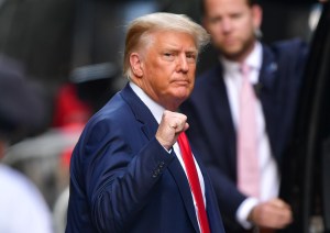 Former U.S. President Donald Trump leaves Trump Tower in Manhattan on May 18, 2021 in New York City. (Photo by James Devaney/GC Images)