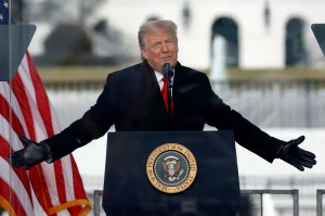 U.S. President Donald Trump speaks to his supporters at Save America Rally on the Ellipse near the White House in Washington on January 6, 2021.