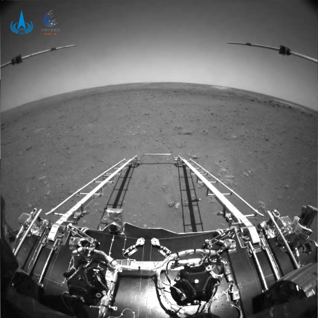 After its historic touchdown on Mars last week, China’s Zhurong rover shares its view of the red planet.