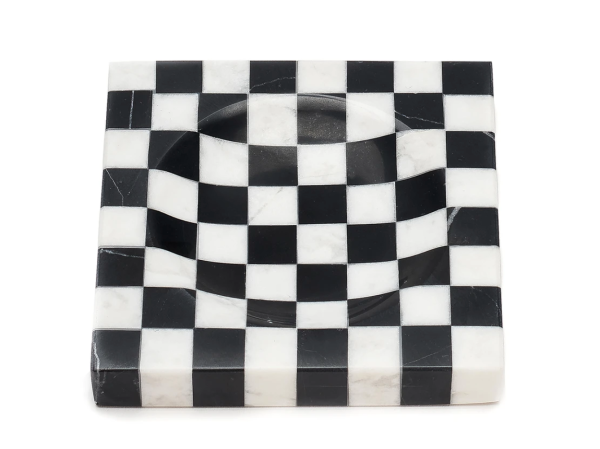 checkered marble ashtray