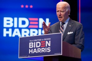 Democratic presidential candidate former Vice President Joe Biden speaks Wednesday, Sept. 16, 2020, in Wilmington, Del.