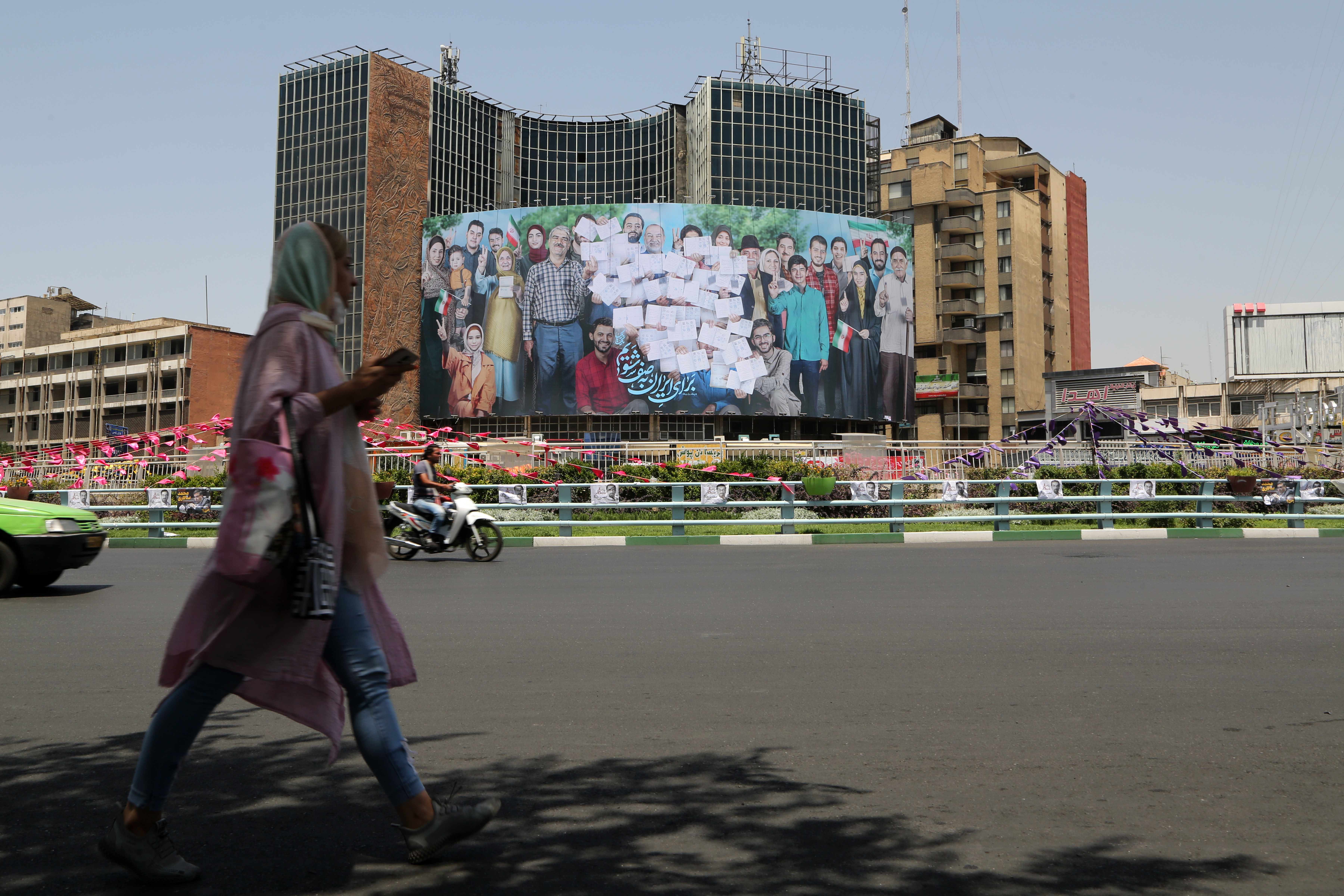 An election banner on display in Tehran ahead of the election. Photo: Fatemeh Bahrami/Anadolu Agency via Getty Images