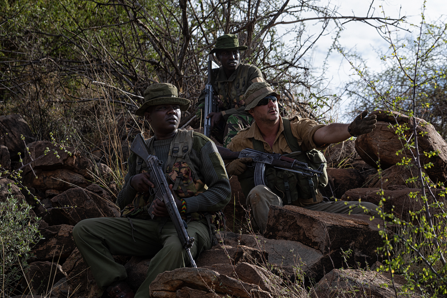 A team of local and international rangers training in Samburu National Reserve.