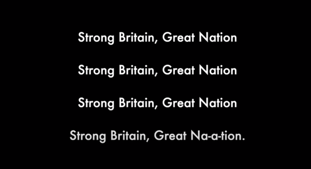 ​Lyrics from the song written for “One Britain One Nation Day”​. Screengrab:  One Britain One Nation OBON YouTube account