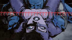 An image of Batman eating out Catwoman with red question marks on top of it.