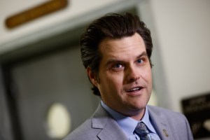 Representative Matt Gaetz, a Republican from Florida, speaks to the press in the Rayburn House Office building in Washington, D.C., U.S., on Friday, June 4, 2021.