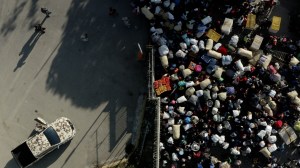 Haitians crossing into the Dominican Republic through the border gate at Elias Piña.