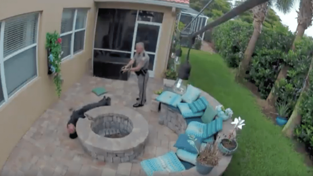 ​Florida State Trooper shown on surveillance video using a taser on a boy at the home of a friend on June 16, 2021.