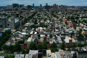 Baltimore skyline aerial shot