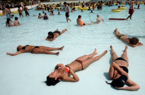 People in Toronto trying to cool off during a hot day.