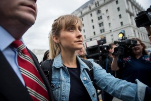 Actress Allison Mack leaves U.S. District Court for the Eastern District of New York after a bail hearing, April 24, 2018 in the Brooklyn borough of New York City.