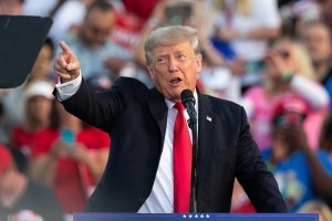 Former U.S. President Donald Trump speaks to supporters during a rally at the Lorain County Fairgrounds on June 26, 2021 in Wellington, Ohio. (The Asahi Shimbun via Getty Images)