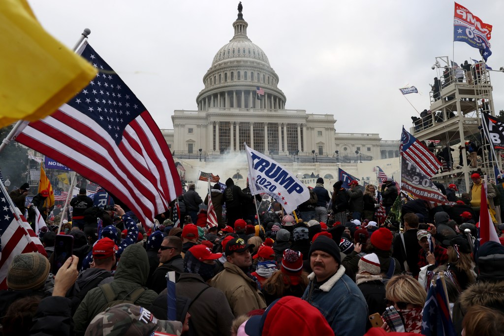 Protesters gather outside the U.S. Capitol Building on January 06, 2021 in Washington, DC. (Tasos Katopodis/Getty Images)