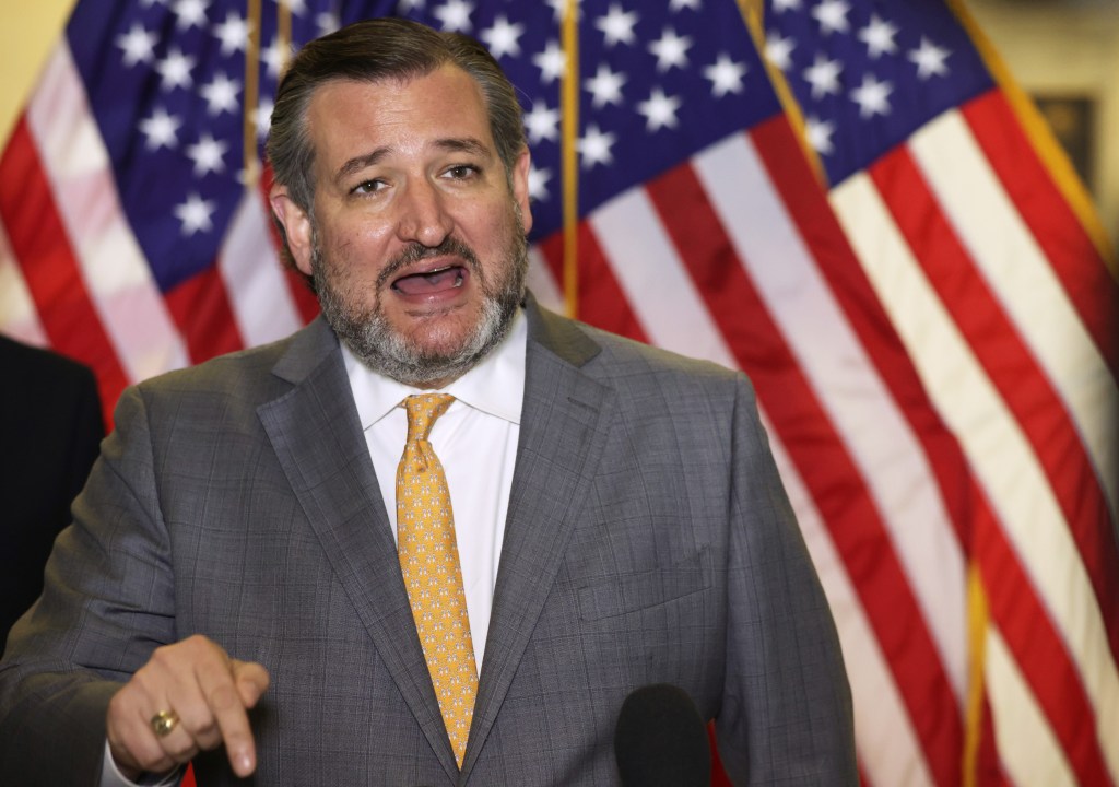 U.S. Sen. Ted Cruz (R-TX) speaks to members of the press after a Senate Republican luncheon at Russell Senate Office Building March 24, 2021 on Capitol Hill in Washington, DC. (Alex Wong/Getty Images)