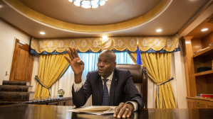 Jovenel Moise, Haiti's president, speaks during an interview in Port-Au-Prince, Haiti, on Monday, Jan. 29, 2018.