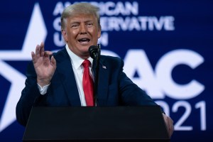 Former U.S. President Donald Trump speaks during the Conservative Political Action Conference (CPAC) in Orlando, Florida, U.S., on Sunday, Feb. 28, 2021. (Elijah Nouvelage/Bloomberg via Getty Images​)