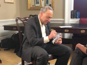 Senator Chuck Schumer signs a bong during an interview with VICE News Tonight.